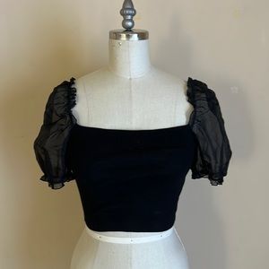 Aritzia cropped puffy sleeve top